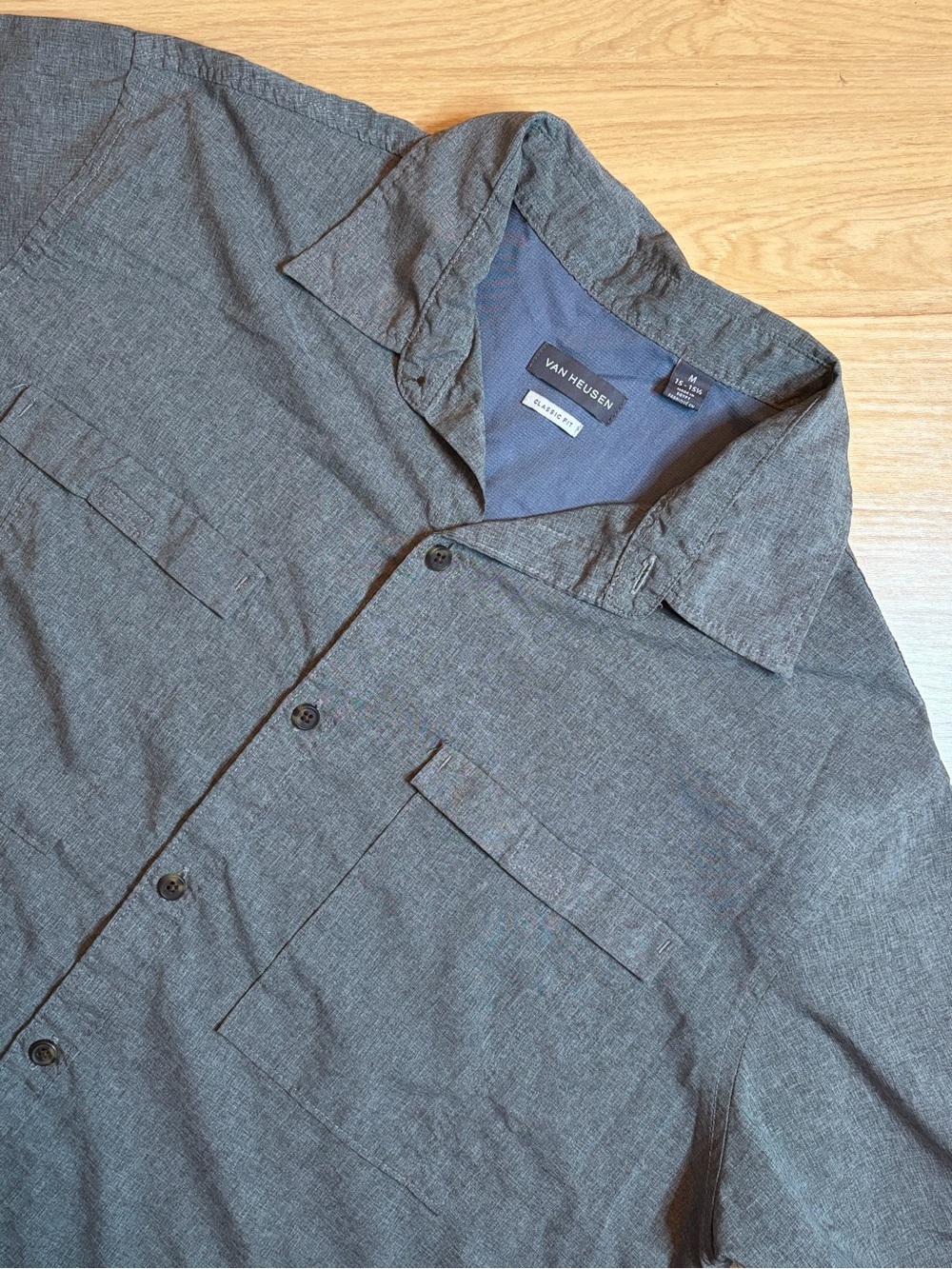 Van Heusen Men's Charcoal Button-Front Lightweight Shirt Jacket Medium